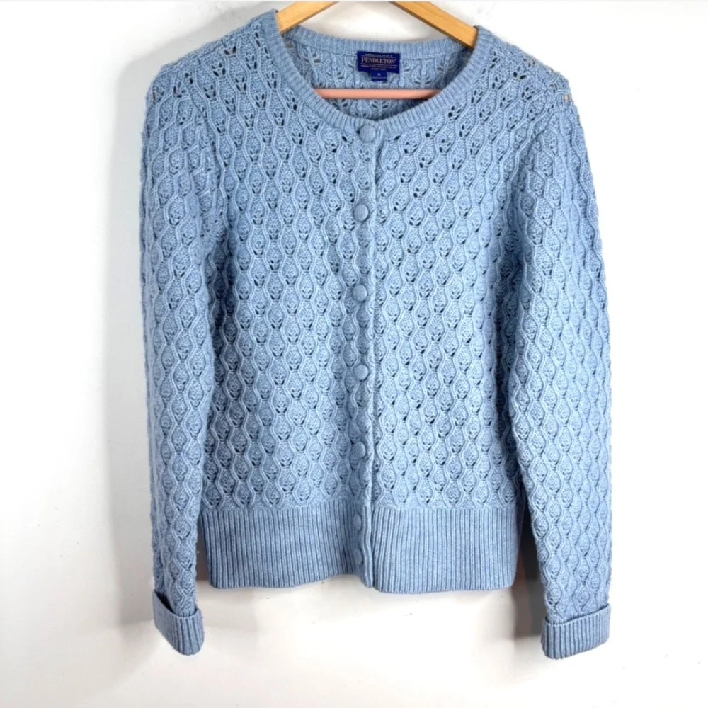 Pendleton Light Blue Knit Cardigan Sweater - Picture 10 of 10